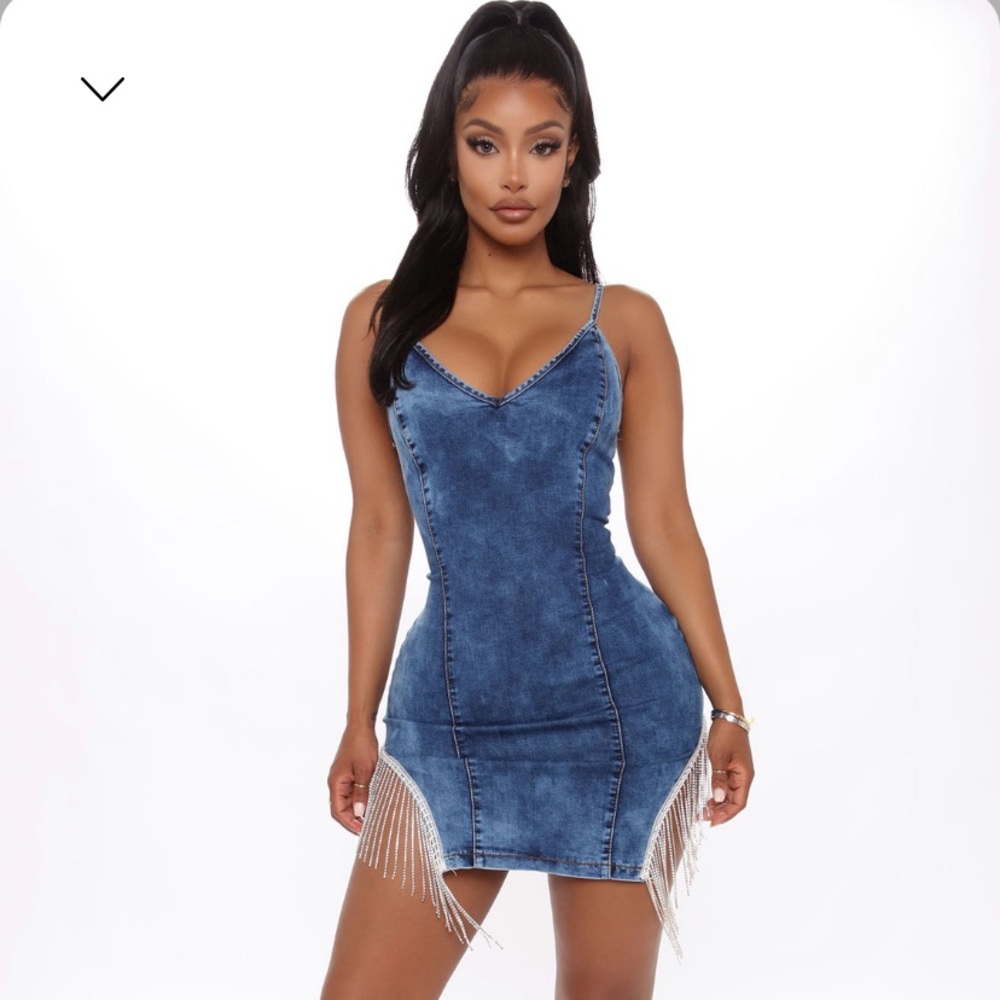 Fashion Nova Downtown Denim Mini Dress size S
